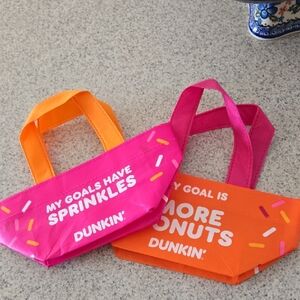 (2)Dunkin' Tote Bag Set - Pink and Orange